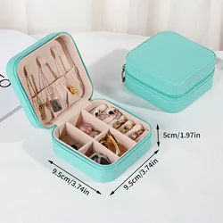Elegant Women's Jewelry Travel Organizer - Compact Zippered Case with Suitcase - Inspired Design for Necklaces, Earrings, and Rings - Chic Nylon Jewelry Box Gift for Her (Blue)