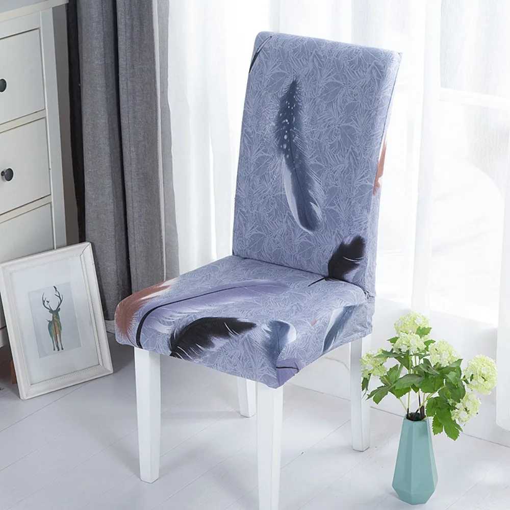 Practical Stretch Printed Dining Chair Cover Elastic Dirt-resistant Seat Cover Antifouling Washable Chair Protecter Restaurant