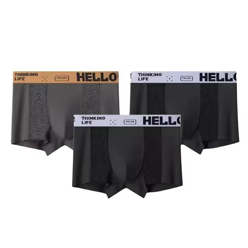 3PCS/LOT Men's Underwear Breathable Mesh Man Underpants Male Thin Sexy Boxers Men Panties Boxer Shorts Ice silk