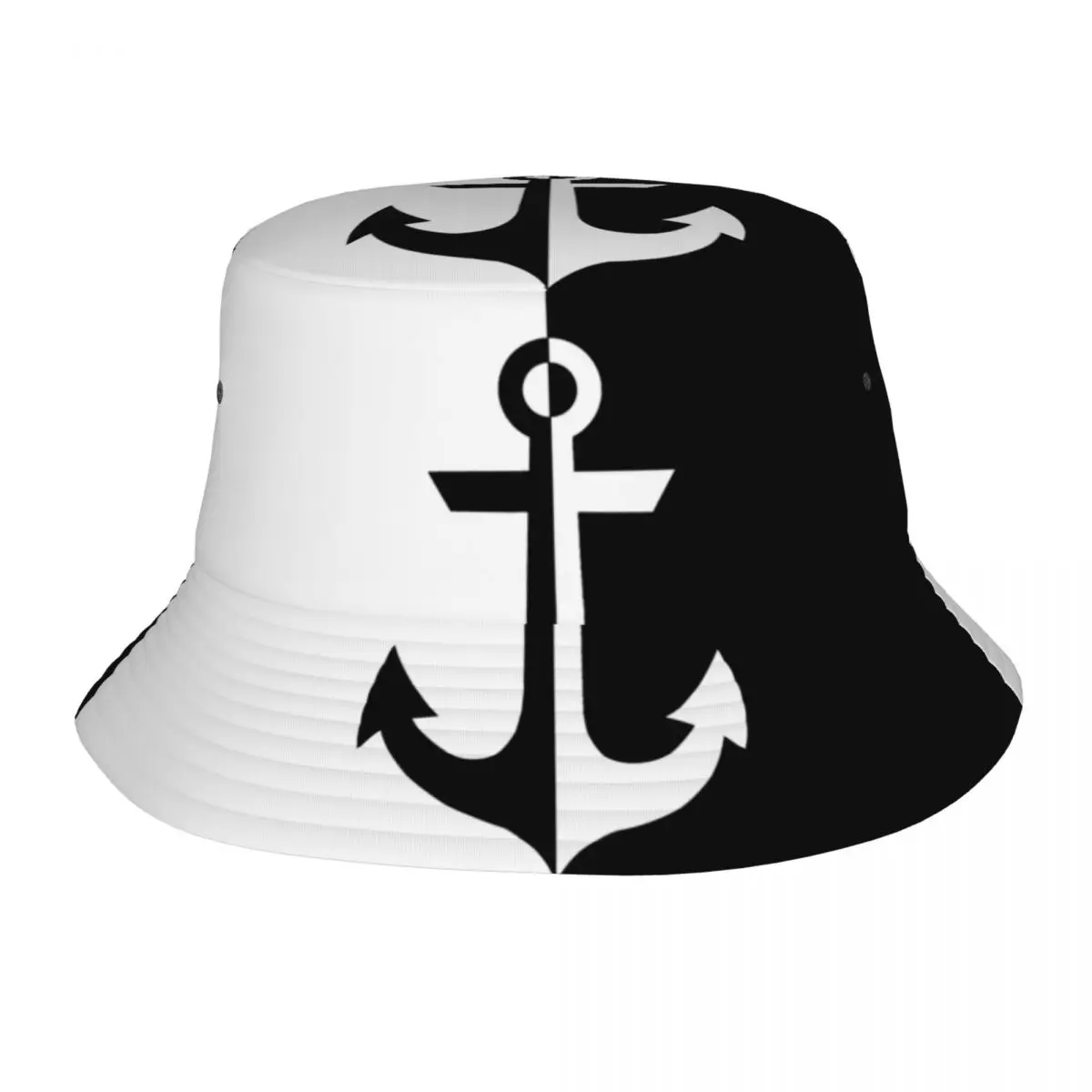 

Nautical White Black Anchor Bob Hats for Women Summer Vocation Sun Hat Trendy for Outdoor Sports Fishing Caps Irish Country Hat