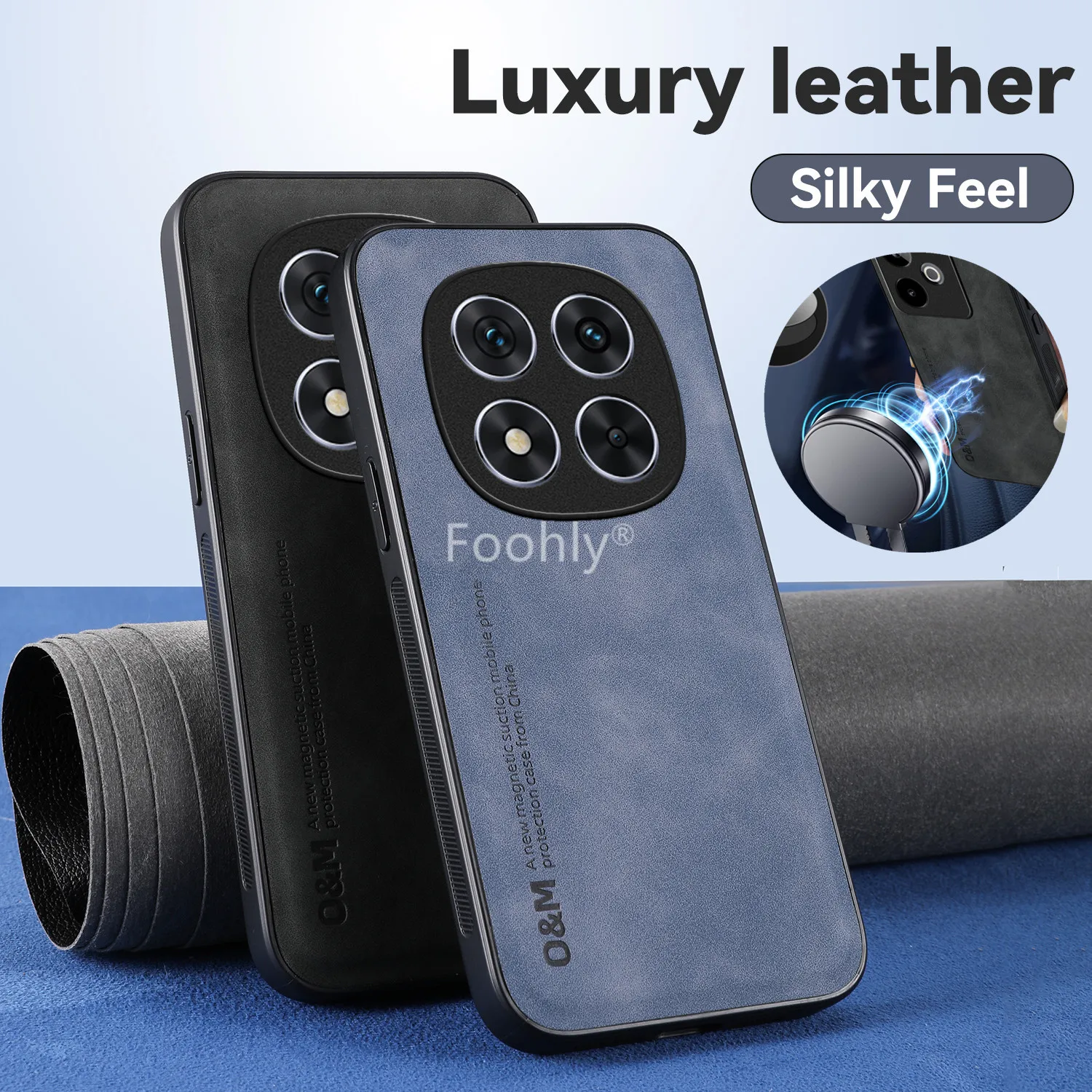 Nubuck Leather Magnetic Shockproof Protective Phone Case