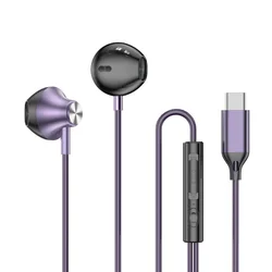 HiFi Wired In - Ear Headphones with Mic (PurPle Type - C)