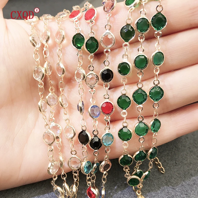 Multicolor Stainless Steel Lobster Clasp Glass Copper Combination Golden Bracelets For Women Girls Kids Gift