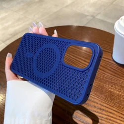 Cooling Breathable Mesh Magnetic Case with Heat Dissipation and Shockproof Hard Cover for OnePlus Ace 6 (Dark Blue)