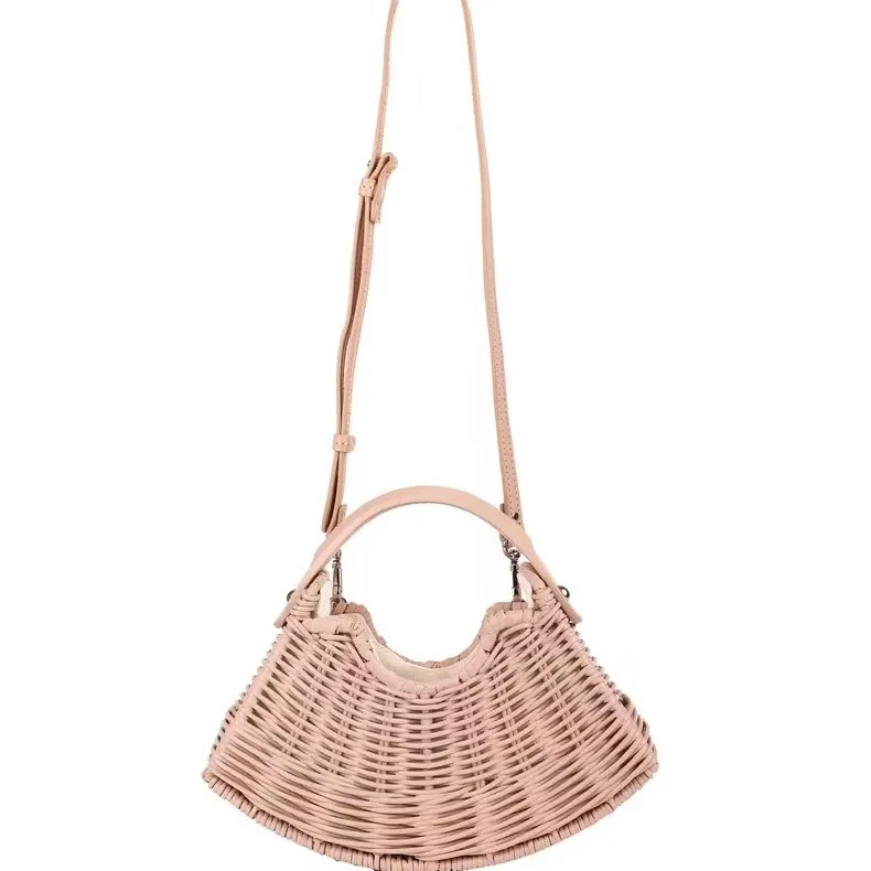 Women New Straw Handbags Woman Handmade Woven Basket Rattan Handbag For Femme Ladies Simple All-Match Handbag