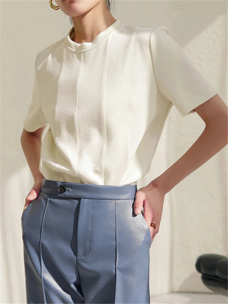 

T-shirts Women 2023 Summer New Fashion Chic O-neck Short Sleeve Female Elegant Tops Stylish Ladies French Loose Solid Tees