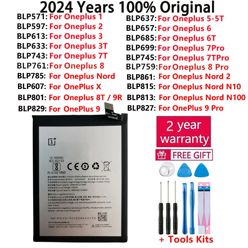 Batería Original para Oneplus one 1 +, para OnePlus 1 2 3 1 + 3 One Nord 2 N10 X 3 3T 5 5T 6 6T 7 7T 8 8T 9 9R 9RT Pro Plus baterías