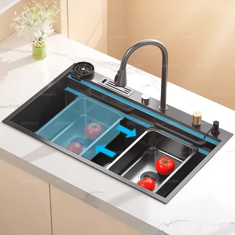 

Feiyu Waterfall sink hand-thickened nano 304 stainless steel sink kitchen household sink