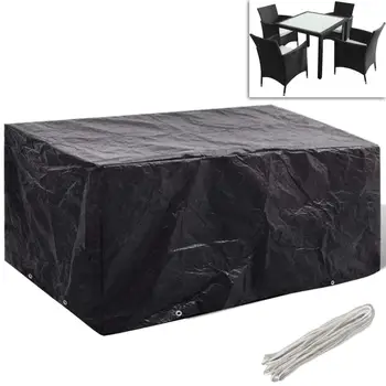 Weatherproof Garden Furniture Cover for 4 Person Rattan Sofa Set with 8 Eyelet Holes 180x140cm