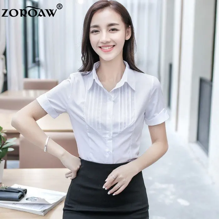 

Fashion Office Lady Blouse Women Tops and Blouses Slim Shirts Women Short Blouses Plus Size Tops Casual Shirt Female Blusas