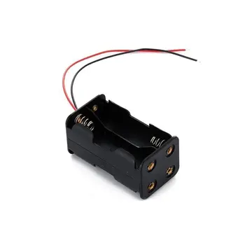 Scatola porta batterie AA a doppio scomparto con cavi, per 4 batterie AA, custodia per batterie AA, supporto per batterie AA