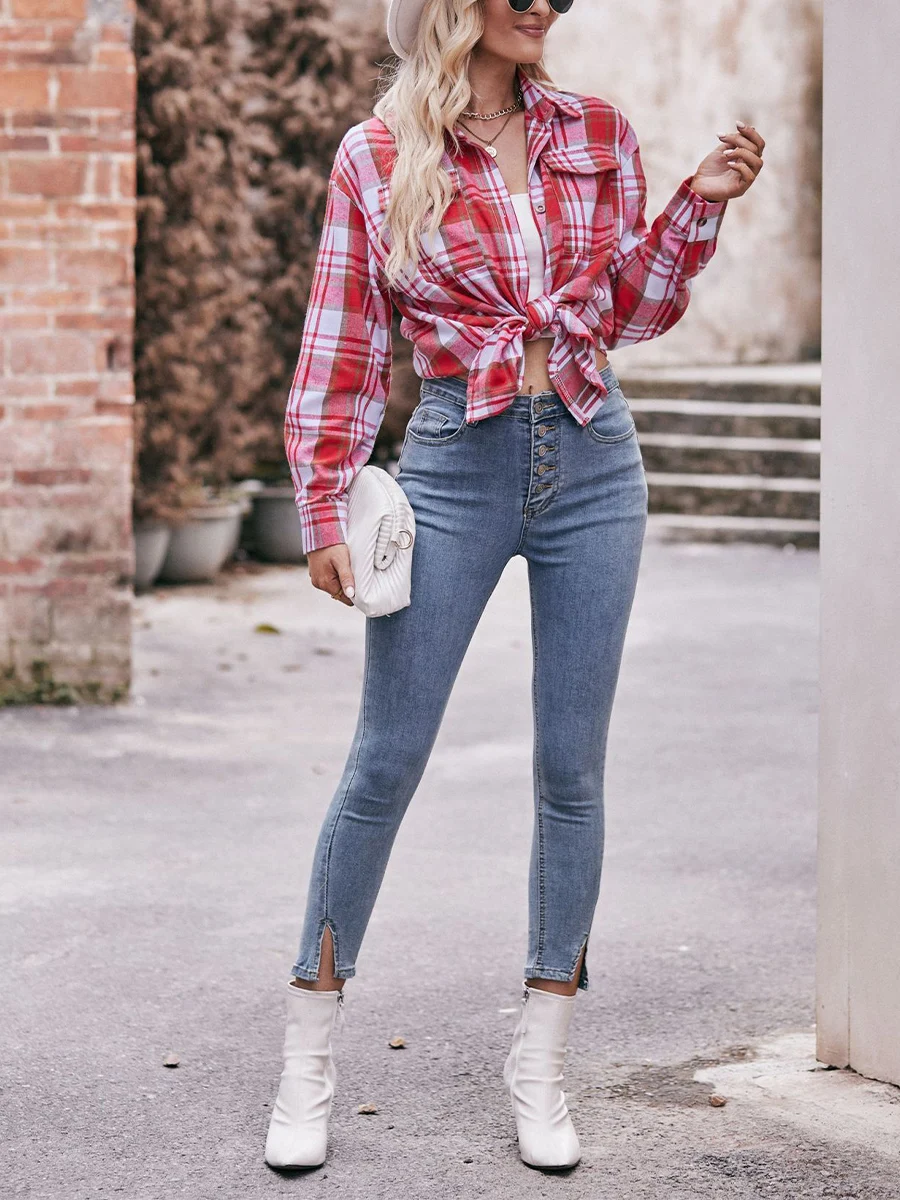 

Women s Vintage Plaid Print Oversized Button-Up Shirt Dress with Belted Waist and Roll-Up Sleeves
