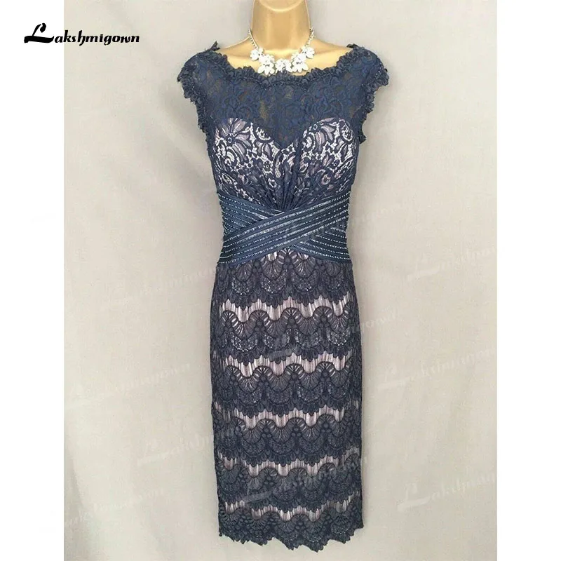 

Vestido de madrinha 2022 Short Sheath Real Mother of the Bride Dress with Jacket Lace Cap Sleeve Knee-Length Wedding Party Guest