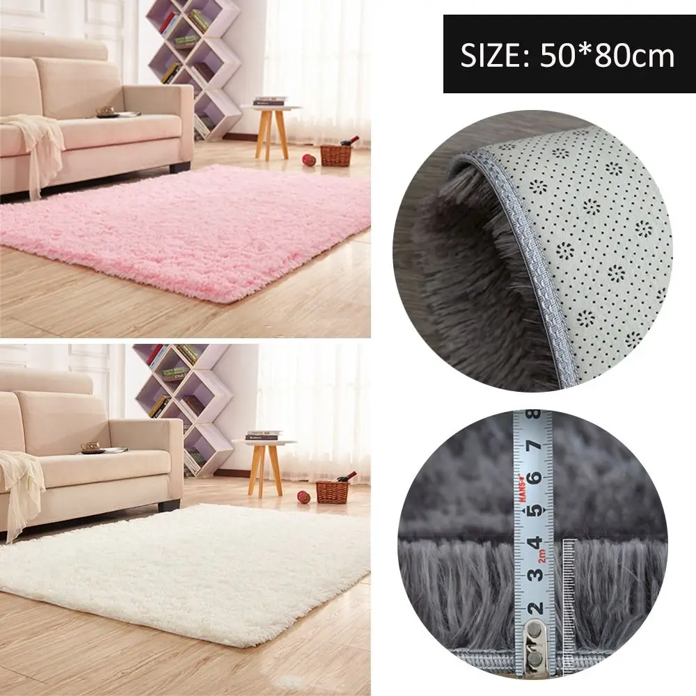 부드러운 플러시 양가죽 침실 카펫, 모조 울 패드, 긴 머리 침대 옆 매트, 소파 쿠션, 흰색 러그, 거실 침대, 50x80cm 