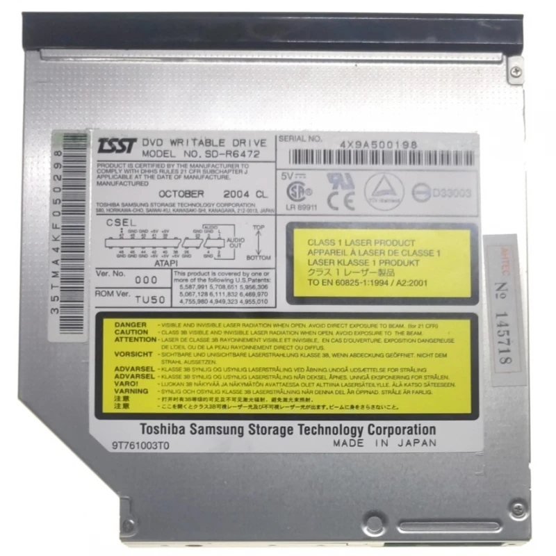 Registratore Dvd Portatile Sd-R6472 Cd Toshiba Samsung 9T761003T0 Reader Sostituzione # P/N: Sd-R6472 / 9T761003T0