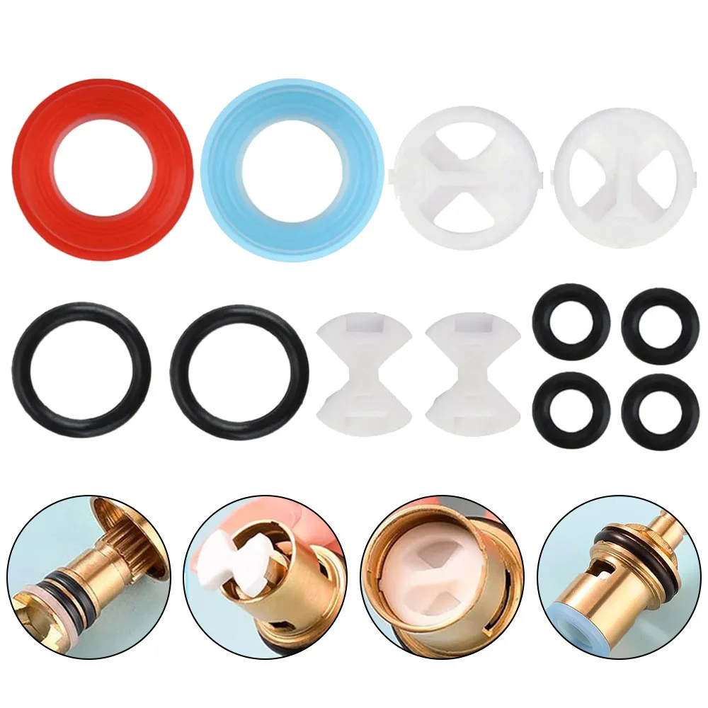 Faucet Adapter 12 PCS Faucet Cartridge Replacement Kit Faucet Washers For Mixer Set Leaking Repair Washers Strong Sealing