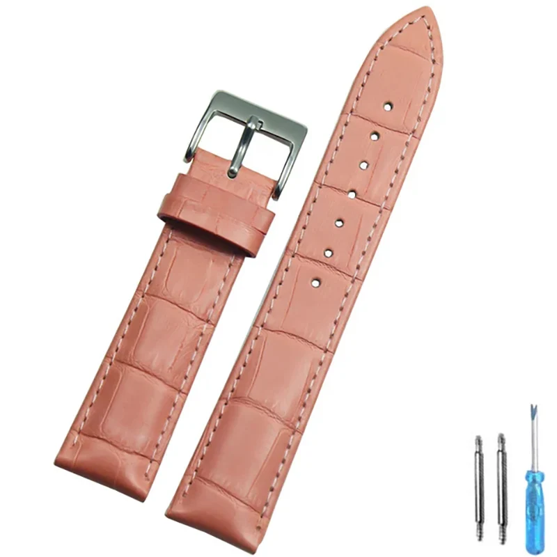 Premium Genuine Leather Watch Strap with Steel Buckle - Includes Tool