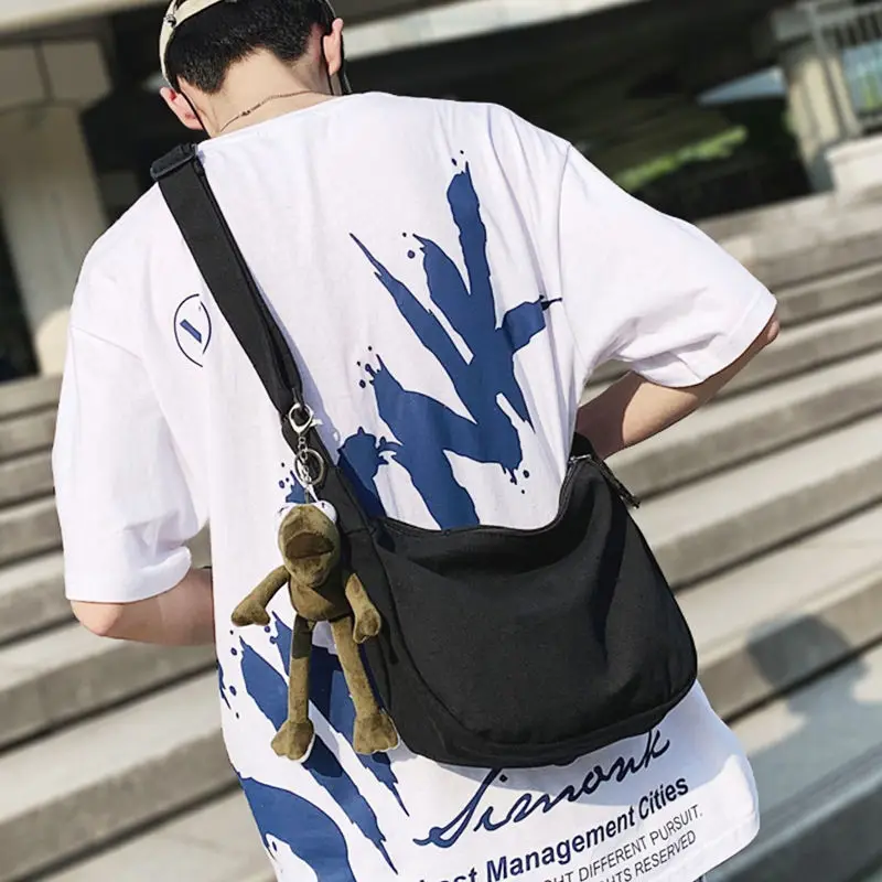 Трендовая брендовая сумка-мессенджер, Мужская Холщовая Сумка на плечо, повседневная подходящая ко всему Женская и мужская сумка, новинка 2022, японская холщовая мужская сумка