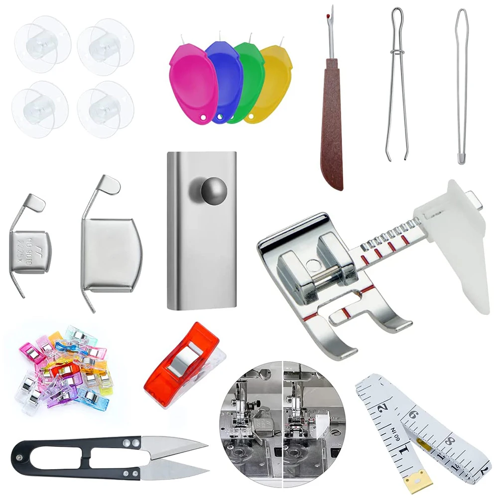 

37Pcs Sewing Tools Kit Magnetic Seam Guide with Adjustable Guide Sewing Machine Presser Foot Tape Measure DIY Sewing Accessories