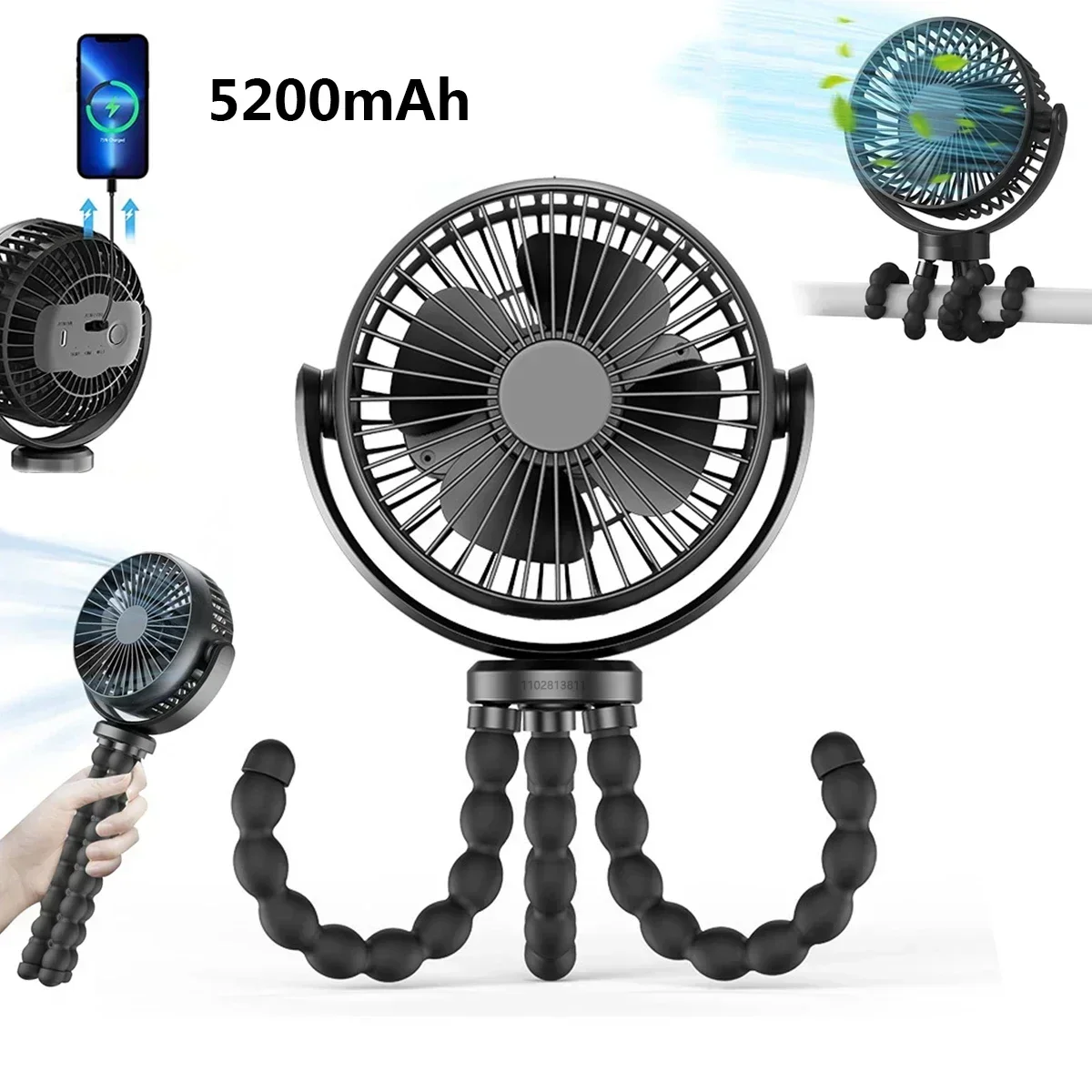 Ventilator Silent Table Outdoor Cooler Powered Small Folding Rechargeable Fans Mini  Portable Stroller Fan Hand USB Electric Fan
