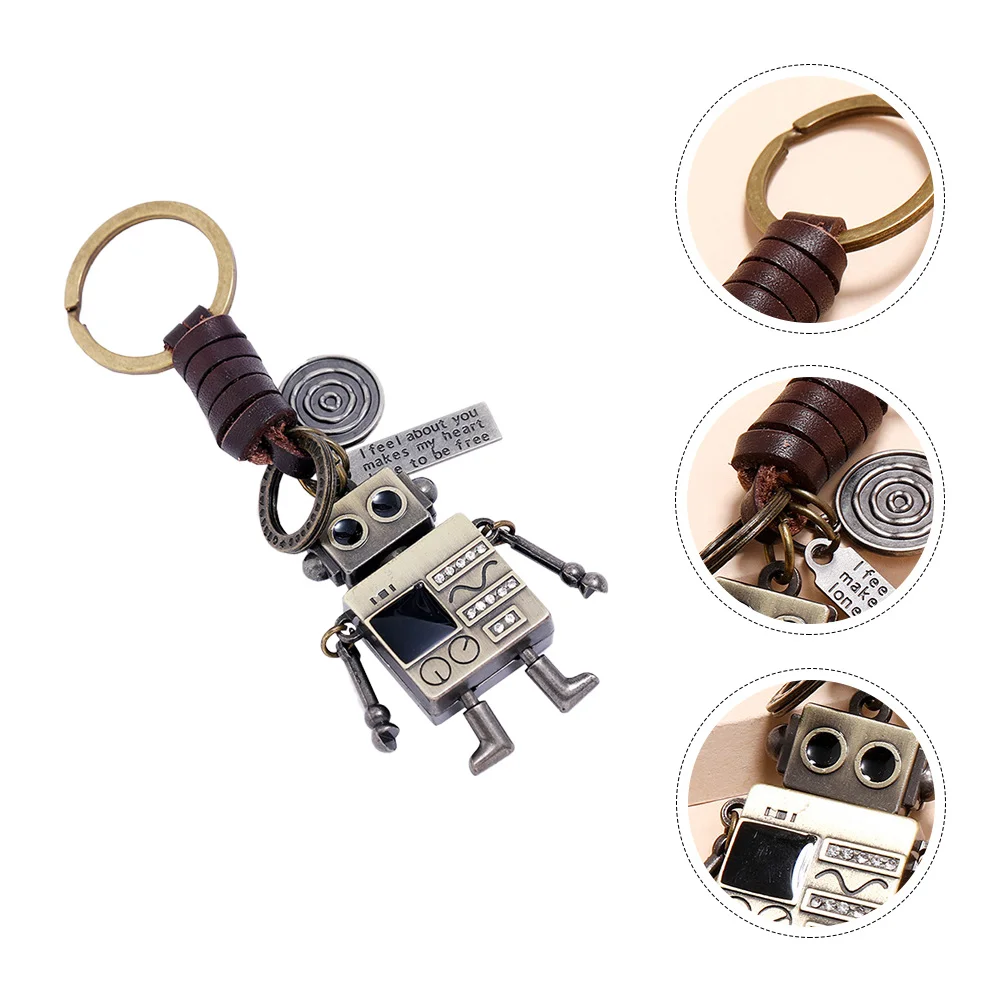 Kidzrobotix Robot Keychain Retro Vintage Movable Lag Arm Figurine Pendant Carving Letter Tag Souvenir Key Ring