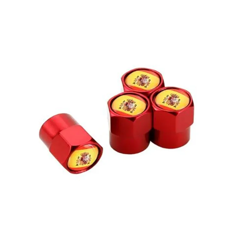 4pcs/lot Car Style Spain Flag Car Wheel Tyre Tire Stem Air Valve Cap Airtight Cover For Decoration Cars Accessories