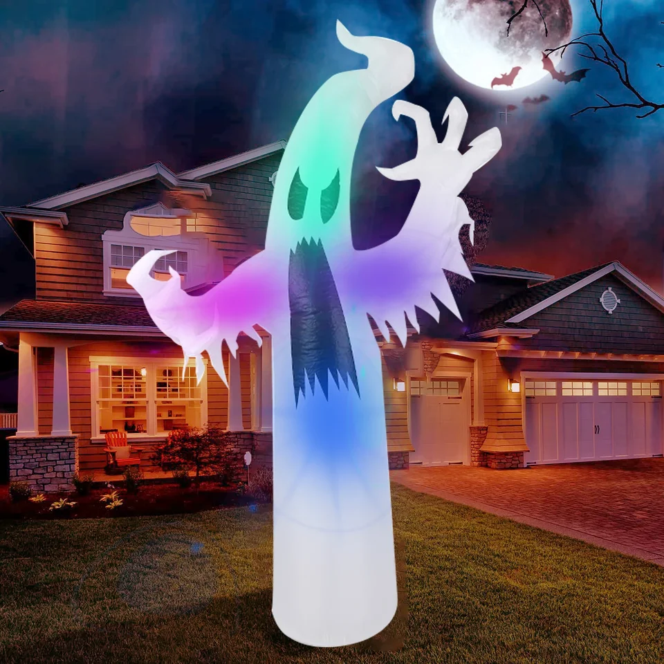 2.4M Halloween Inflatable Scary Ghost LED Color Changing