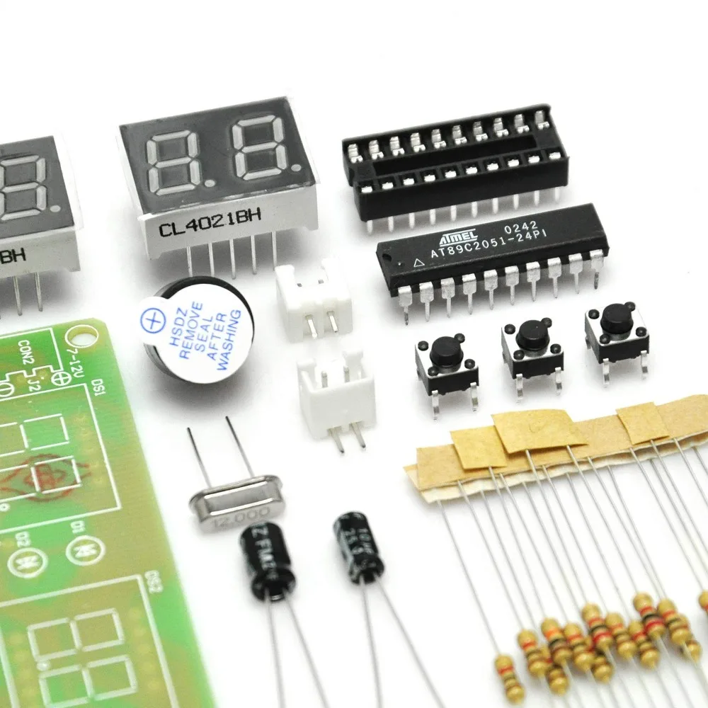 구리 디지털 LED 전자 시계 DIY 키트, 녹색 플라스틱 다기능 6 자리 전자 시계, 블랙 10-20mA