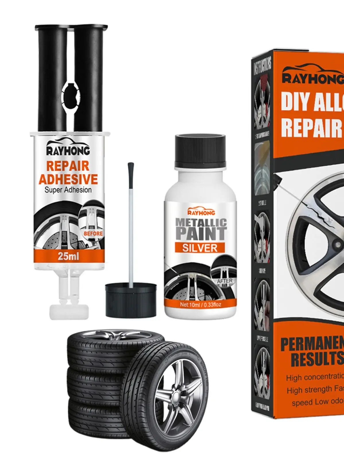 Wheel Scratch Repair Kit Alloy Rim Scrapes Scratches Remover Silver Wheel Paint Car Rim Repair Kit Fix