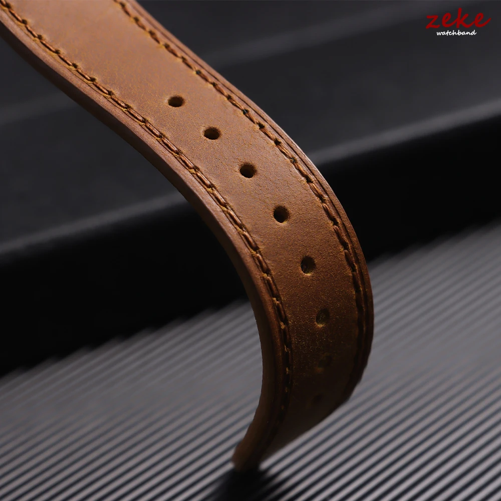 Vintage Crazy Horse Leather Watchband - Retro Cowhide Strap