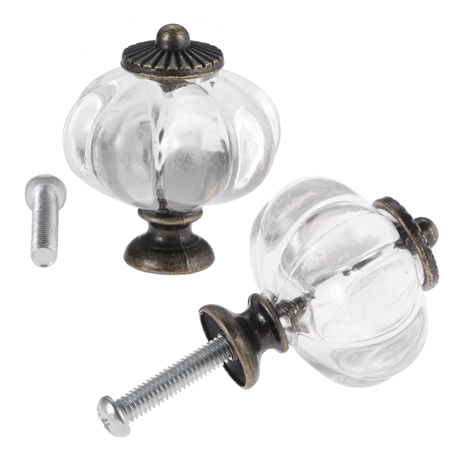 Furniture Knobs 5Pcs or 2Pcs Transparent Pumpkin Knob w/screw Acrylic+Alloy Handle Pulls Cabinet Drawer Home Decor Kitchen Dresser Clothes Hooks