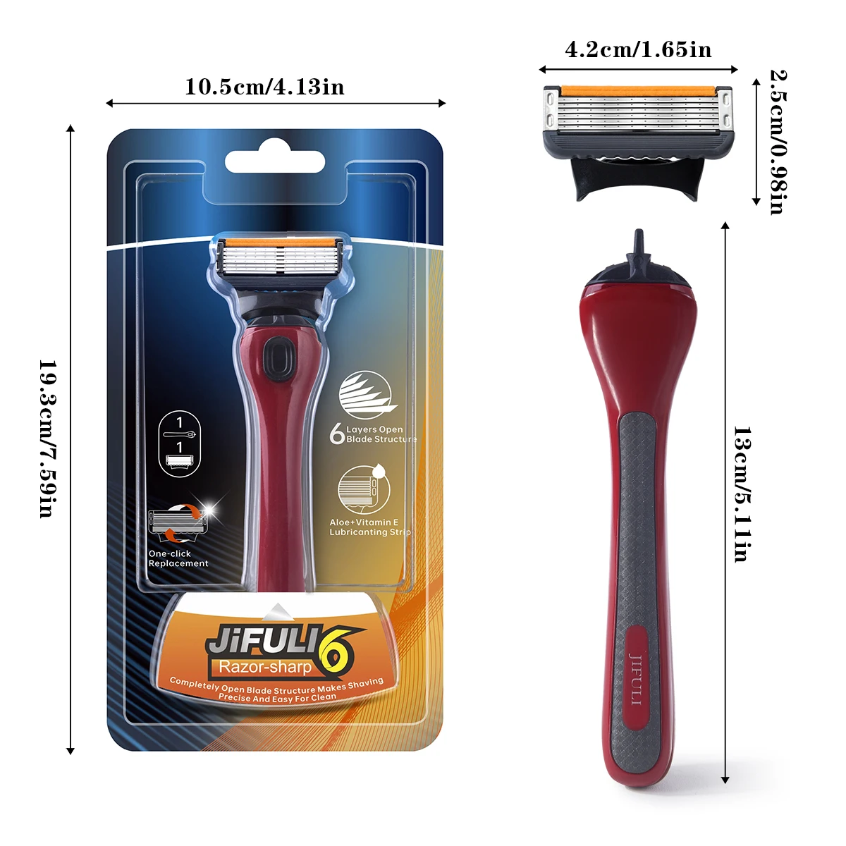 Unisex Safety Shaver with Replaceable 6-Layer Stainless Steel Blades