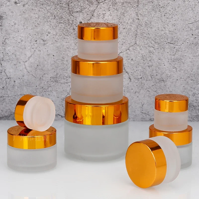 

20Pcs 5/10/15/20/30/50/100g Cosmetic Jar Frosted Glass Container Refillable Ointment Bottles Empty Face Eye Cream Pot for Travel