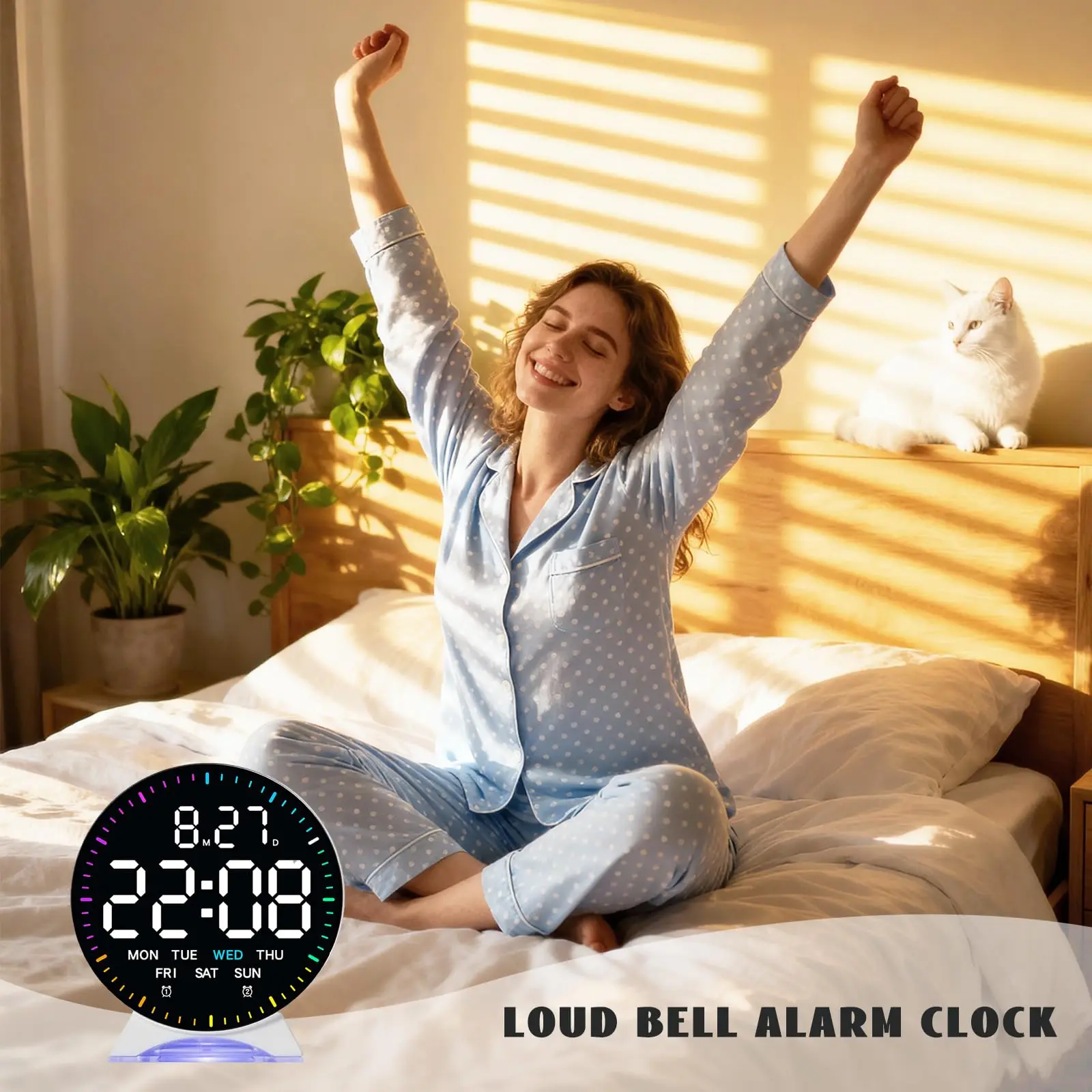 Compact Bedside Digital Alarm Clock with Night Light and Dual Alarms