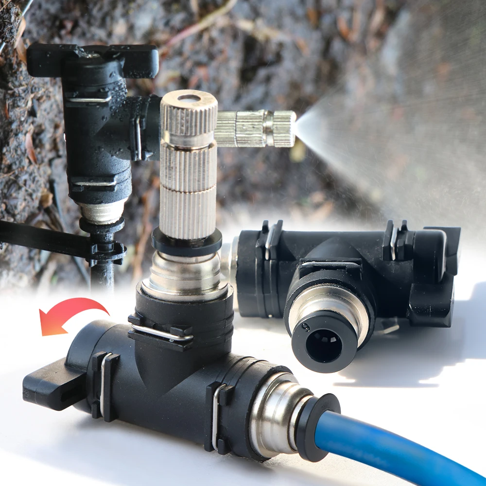 

0,15-0,8 мм туманообразующие насадки, поворот на 90 °, адаптер клапана для остановки воды, встроенный фильтр, распылители мелкого распыления 1/4 дюйма, 4/6 мм, полиэтиленовый шланг, Скользящий замок