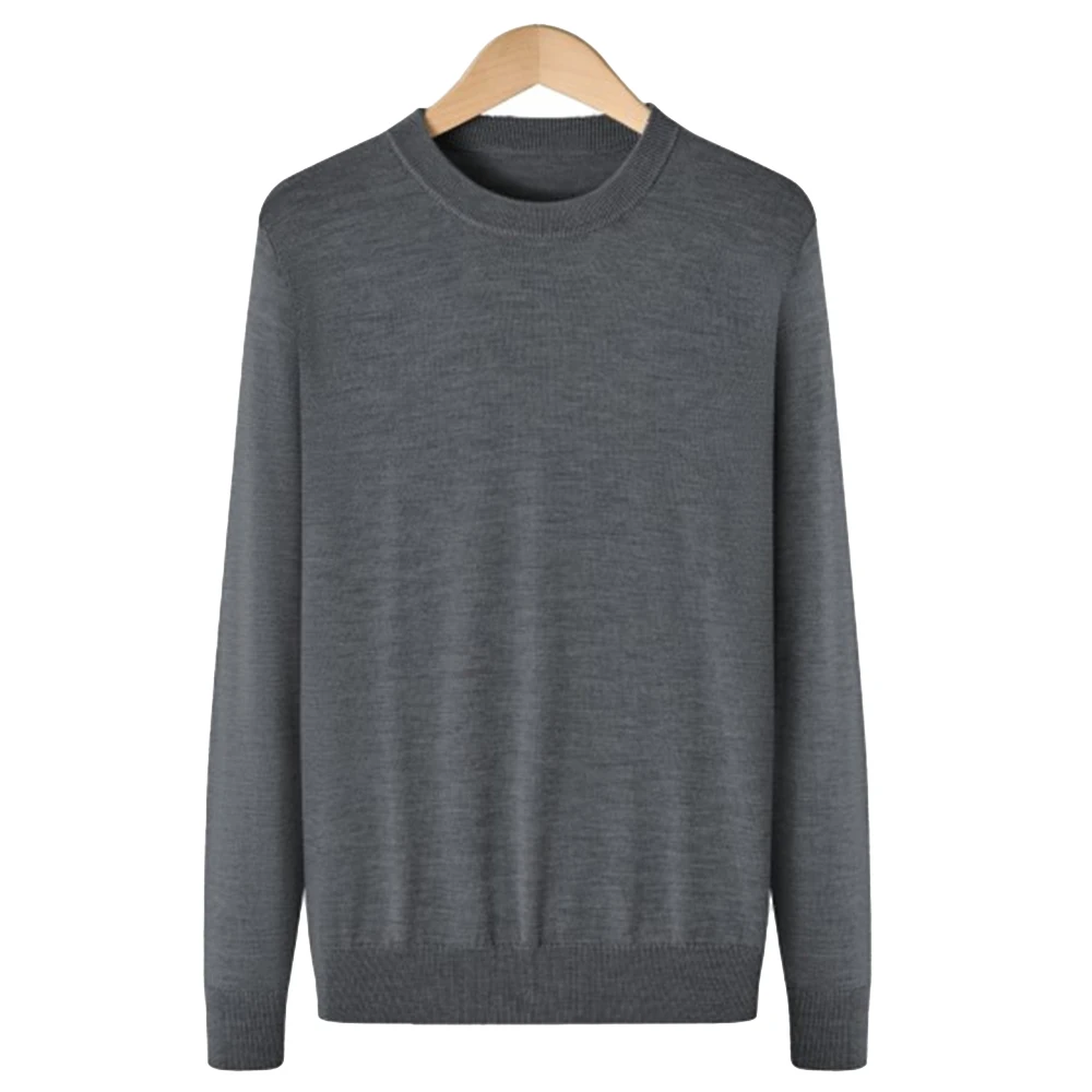 Luxury 100% WOOL Crew Neck Sweaters Round Neck 100% Extra Fine Merino Woo From Australia Autmun Winter Warm Sweaters Men
