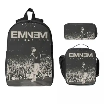 3Pcs Eminem Slim Shady School bags Set for Boy Girl Pen Bags Backpack Sets with Lunch Box For Primary School Students Knapsack 1