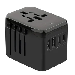 Universal 20W GaN Fast Charging Travel Adapter with Dual USB - C & USB - A Ports - Universal Plug (GRAY)