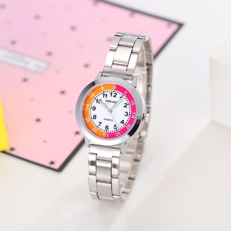 Simple Creative Color Splicing Desgin Kids Watch Girls Stainless Steel Fashion Ladies Women's Relojes Montres Kol Saati Timer 6