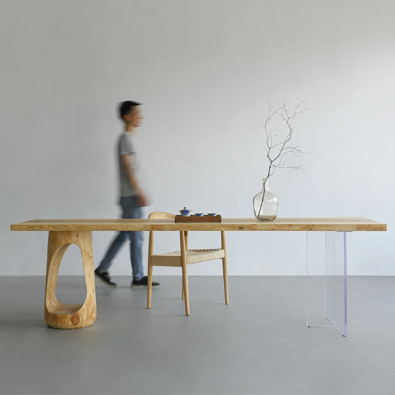 

Ash large board table acrylic suspended dining table tea table