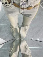 Vintage Casual Trashy Flared Pants Women's Y2K Tassels Full Length Denim Trouser Street Retro Grunge 2000s High Waist Jeans - Image 6