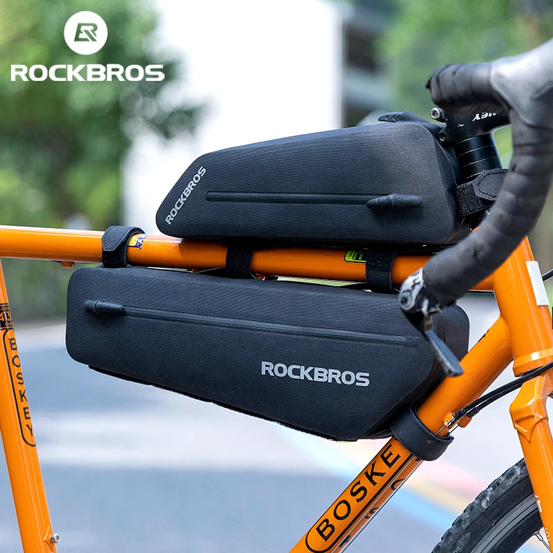 ROCKBROS 2 In 1 Bicycle Bags Panniers ≈3.5L Waterproof Reflective Front Tube Bike Bag MTB Road Frame Triangle Pouch Cycling Bag