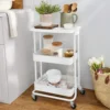 2-Tier Metal Kitchen/Utility Cart with Shelf, White 5