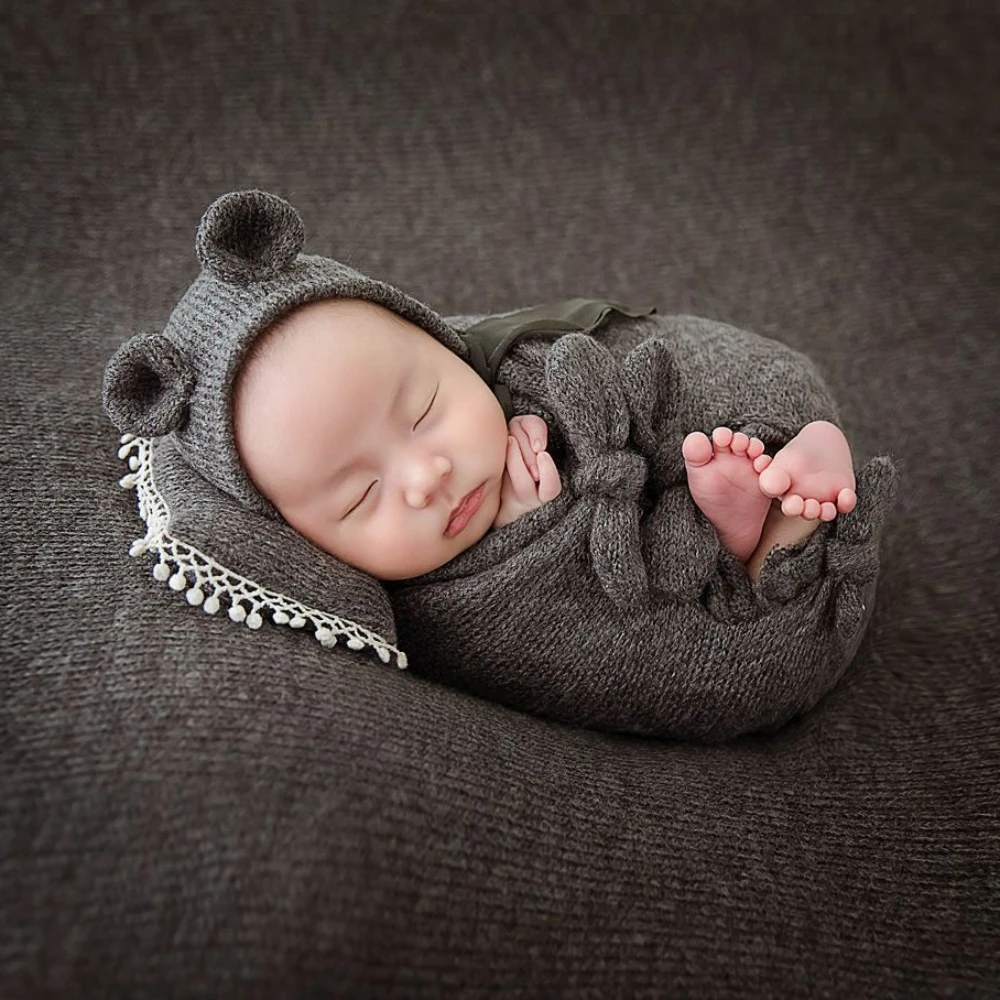 

Newborn Full Moon Cute Shooting Set Bow Wrapped Cloth Blanket Hat Pillow Photograph Props Baby Photo Accessories Souvenir Gift