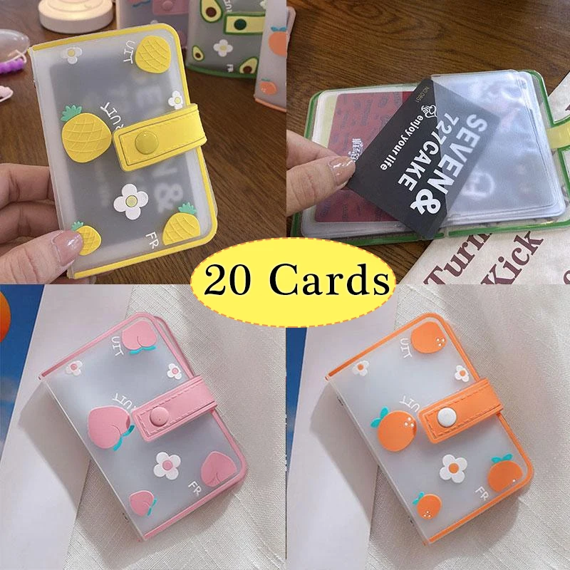 26 فتحات بطاقة حامل بطاقة مع زر حامل بطاقة الهوية الضوئية ألبوم صور لطيف الكرتون الفاكهة الحيوان طباعة اسم حامل بطاقة الهوية كتاب