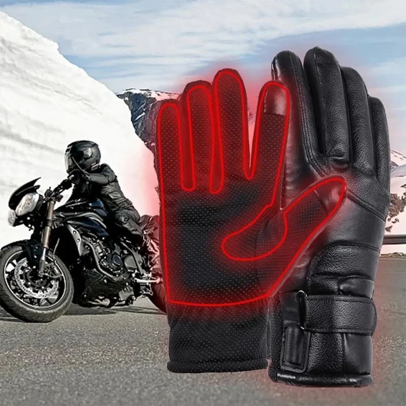 1 Pair USB Rechargeable Heated Hand Warmer Gloves Winter Warm Gloves Touch Screen Motorcycle Cycling Outdoor Hiking Gloves 3
