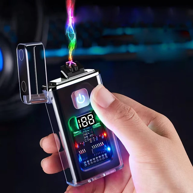 Stylish USB Rechargeable Electric Lighter Cool Windproof Dual ARC