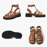 BeauToday Gladiator Sandals Women Genuine Leather Round Toe Ankle Metal Buckle Platform Summer Ladies Shoes Handmade 38215 - Image 6