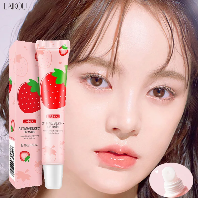 LAIKOU Strawberry Lip Gloss Lip Mask Balm Oil Anti Wrinkle Long Lasting