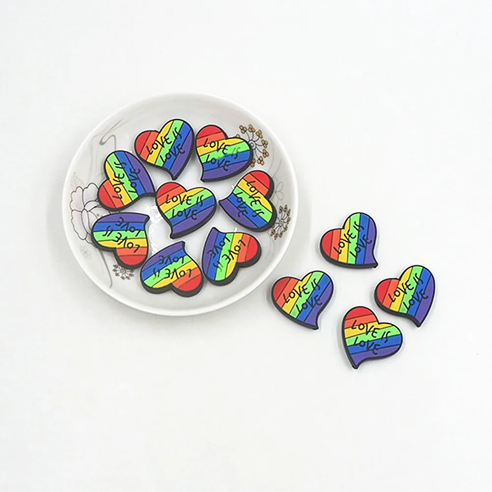 

Chenkai 10PCS LGBT Rainbow Love Beads Silicone Charms Focal Beads For Beadable Pen Character Beads For DIY Pacifier Dummy Chain